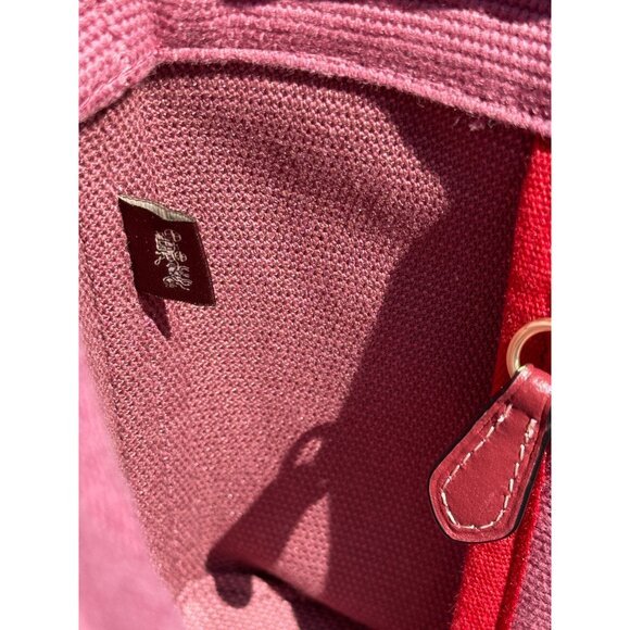 COACH Small Canvas And Smooth Leather Shoulder Tote Light Raspberry Multi Ck168 - Picture 11 of 16